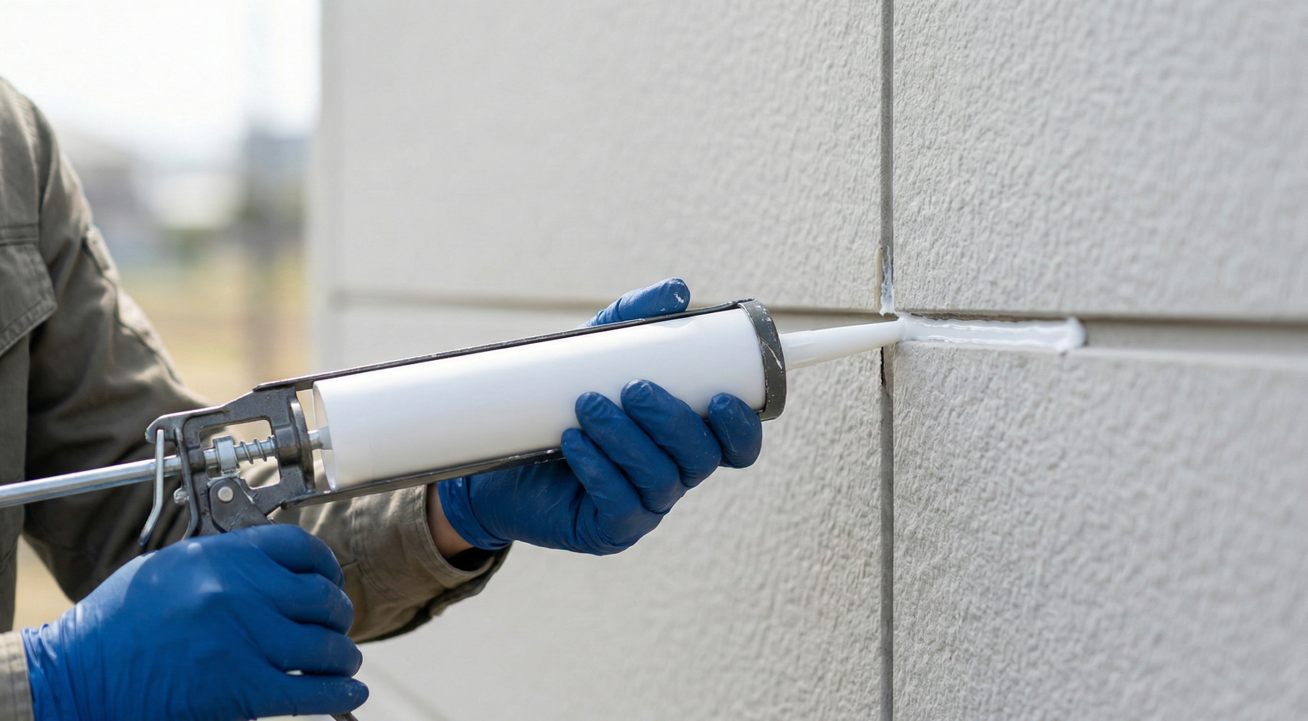 コーキング打ち替え作業の様子